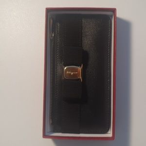 Salvatore Ferragamo black wallet leather